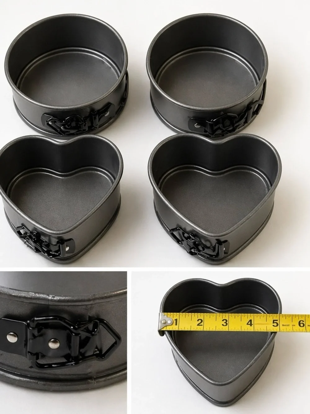 Non-Brand Heart & Round Springform Cake Pans Set in Dark Gray - 2-Pack